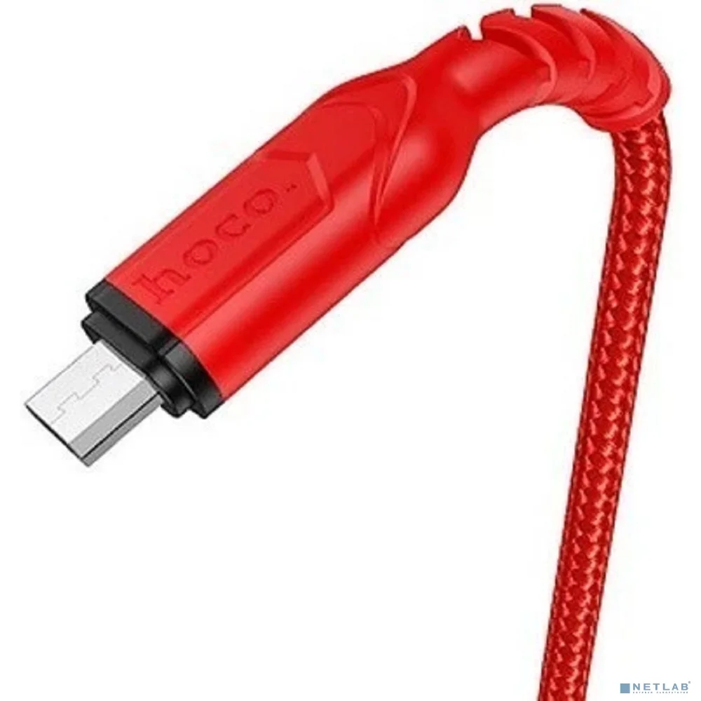 HOCO X59/ USB кабель Micro/ 1m/ 2.4A/ Нейлон/ Red