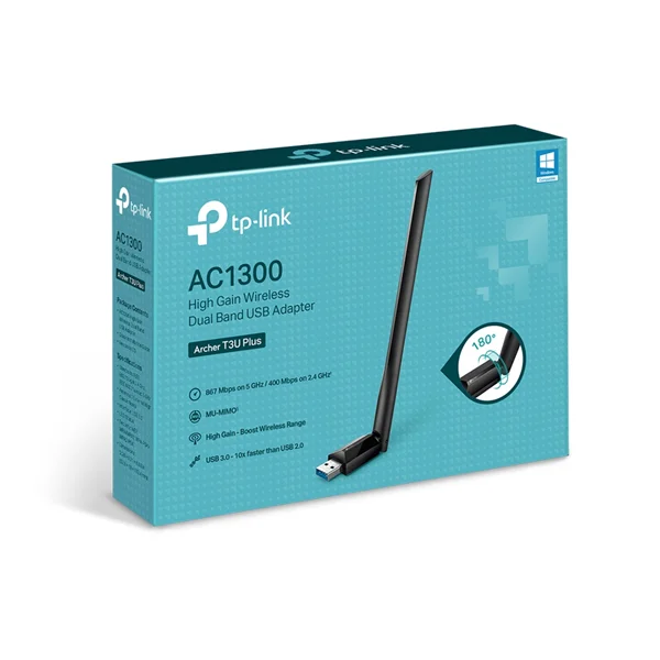 USB-адаптер Tp-Link Archer T3U Plus, AC1300 High Gain Dual Band Wi-Fi USB Adapter 2