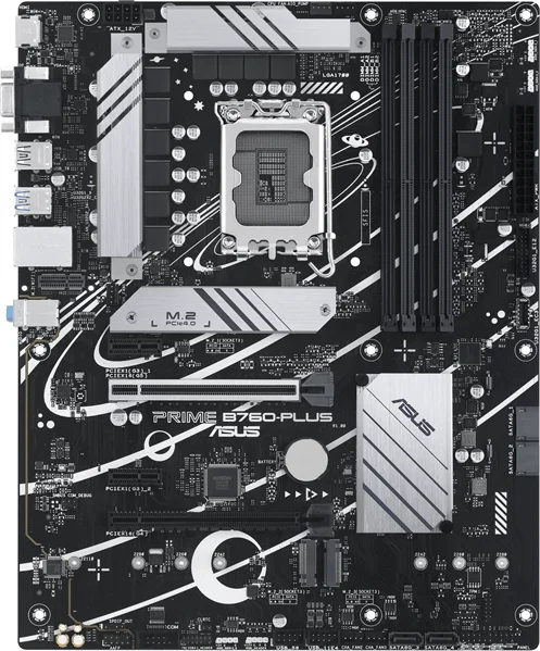 ASUS PRIME B760-PLUS (Socket 1700, ATX, 4xDDR5(192GB), DP/HDMI, 2xPCIe 4.0x16/1xPCIe 4.0, 1xLAN (2.5GbE), 4xSATA 6Gb/s, 3xM.2, 2xUSB 3.2, 4xUSB 2.0, 1xPS/2) 90MB1EF0-M1EAY0
