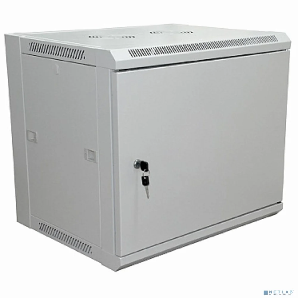 Rexant (04-2210) Шкаф настенный 19" 6U 600х450х370мм (ШхГхВ) - передняя дверь металл, боковые стенки съемные (разобранный), RAL 7035 PRO