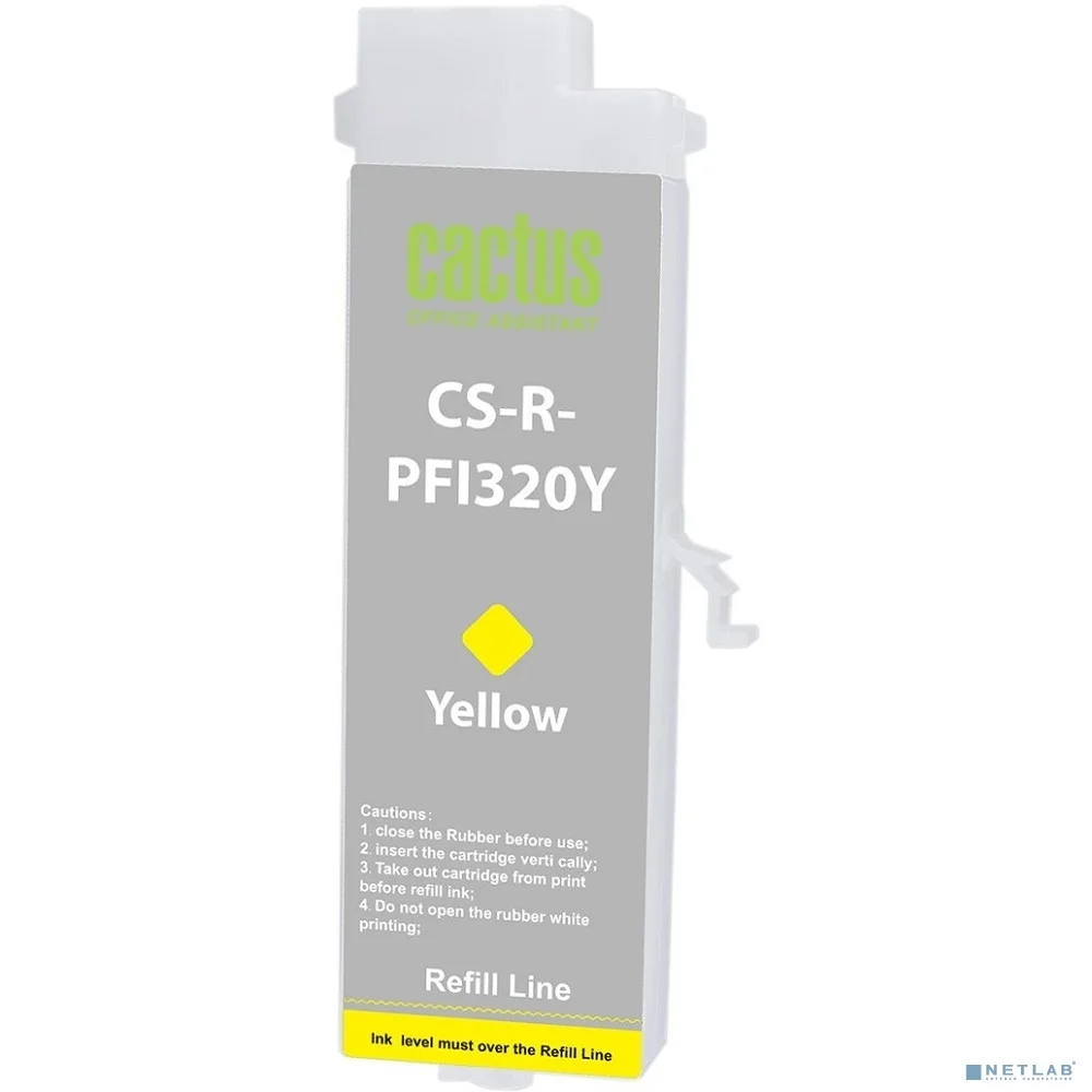 Картридж перезаправляемый струйный Cactus CS-R-PFI320Y PFI-320Y желтый для Canon imagePrograf TM-200/200MFP/205/300/300MFP/305/250/255/350/355 без чипа