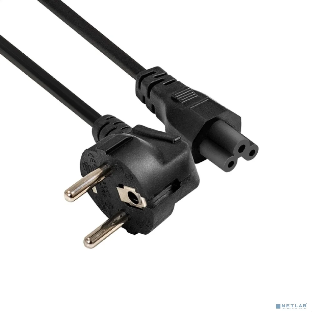Exegate EX297813RUS Кабель питания ноутбуков ExeGate Power PC5-0,5P (Евровилка Schuko->C5, VDE-250V-3*0.5mm2, медь, черный, 6A, 0.5м)