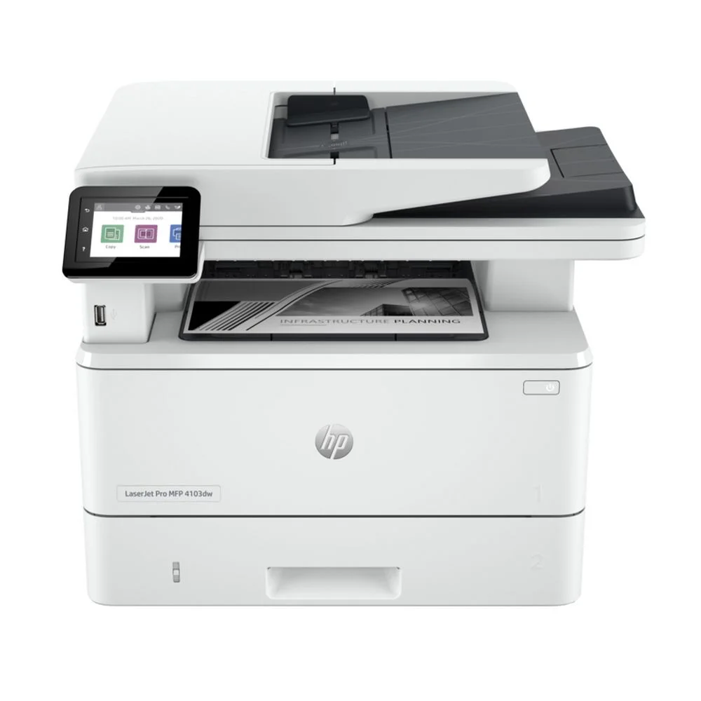 HP LaserJet Pro 4103dw А4, МФУ, лазерное, черно-белое, 40стр/мин, 1200dpi, 1200МГц, 512Мб, 50АПД, 100+250, Ethernet /USB/WiFi, 3050стр/картридж, (2Z627A#B19)
