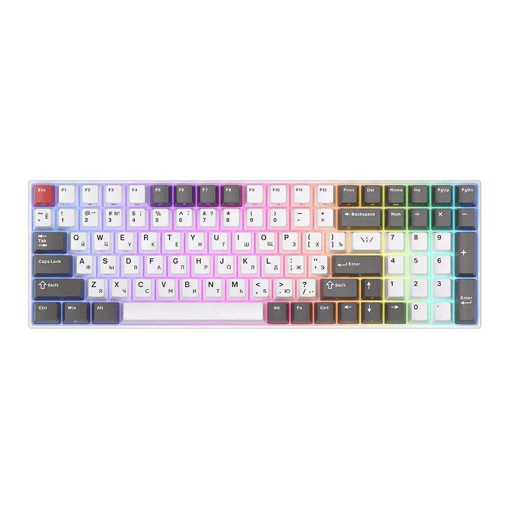 Клавиатура Royal Kludge RK100 Grey/Red/White USB/2.4 GHz/Bluetooth, RGB, Hot Swap, Brown switch