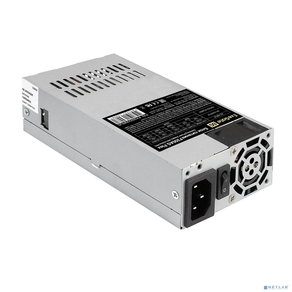 Exegate EX292229RUS Блок питания 200W ExeGate F200AS (Flex ATX, for ITX case, APFC, КПД 80% (80 PLUS), 4cm fan, 24pin, 4pin, 3xSATA, 2xIDE)