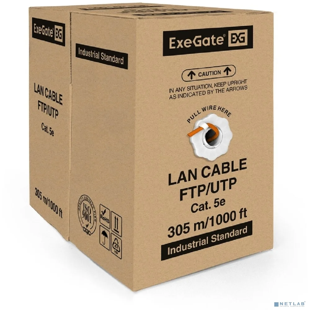Exegate EX256747RUS Кабель UTP 4 пары кат.5e Exegate CCA, 24AWG, LSZH, бухта 305м, оранжевый