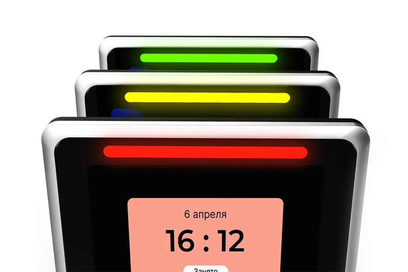 Система бронирования UtiClock Mini 2. Система бронирования переговорных комнат UtiClock Mini 2. Сенсорная панель 3,6", BT, NFC/RFID, RCC, серебристый.Опционально есть возможность идентификации по NFC/RFID картам и интегр 3