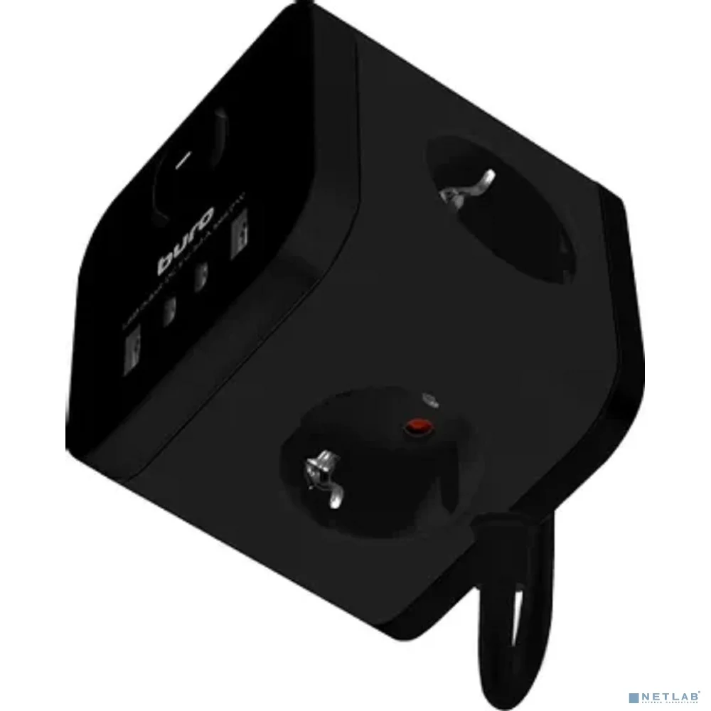 BURO BU-PC3.1UC-B 1.5м (3 розетки) черный (коробка) {2090221}