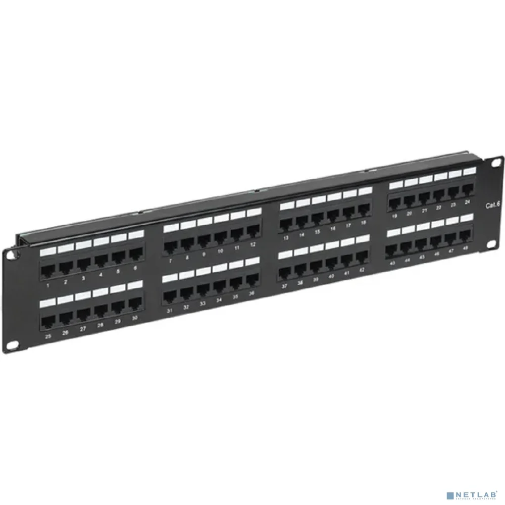 Rexant (02-0232) Панель коммутационная с кабельными органайзерами 19", 2U, 48 портов, RJ-45, CAT 6, UTP PRO