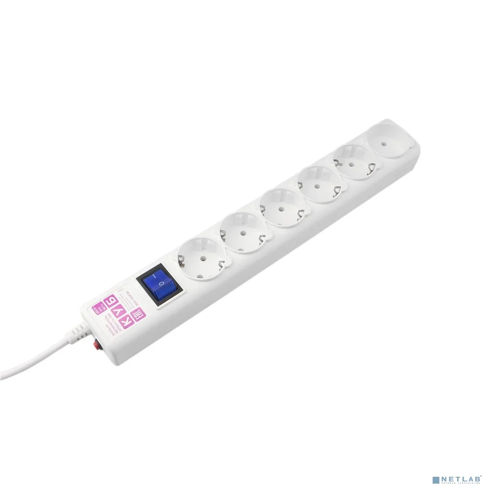 PowerCube Фильтр-удлинитель (SPG(5+1)-16B-1,9M) 6 розеток, 1.9м,16А/3,5кВт, белый