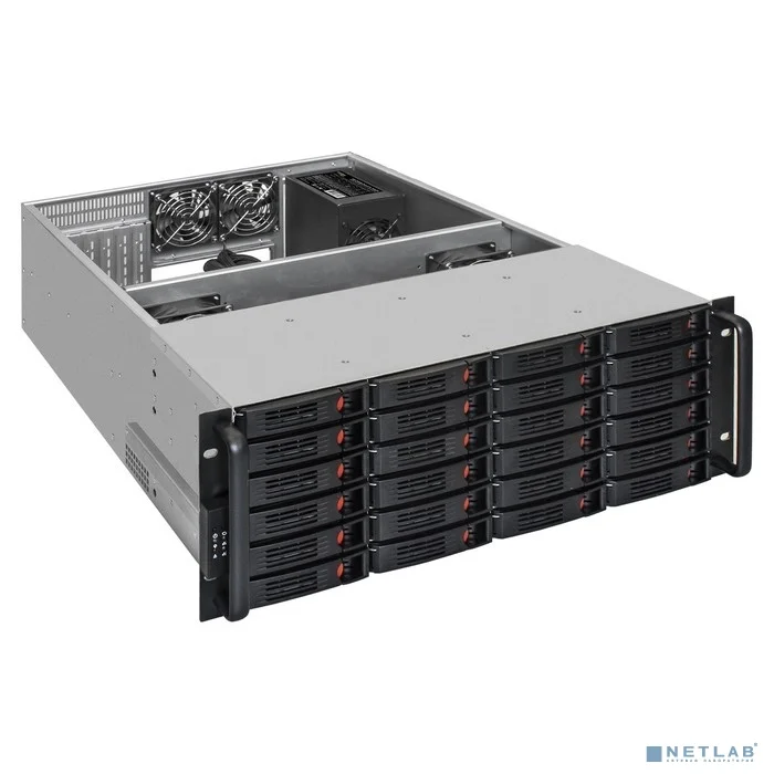 Exegate EX293582RUS Серверный корпус ExeGate Pro 4U660-HS24 <RM 19", высота 4U, глубина 660, БП 1100ADS, 24xHotSwap, USB>