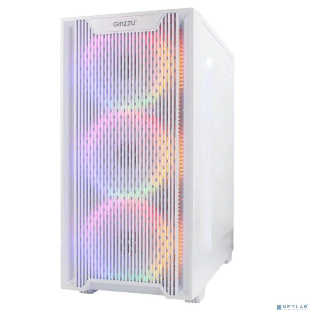 Ginzzu CL660 mATX FAN 4*12FRGB передняя панель Решетка Белый