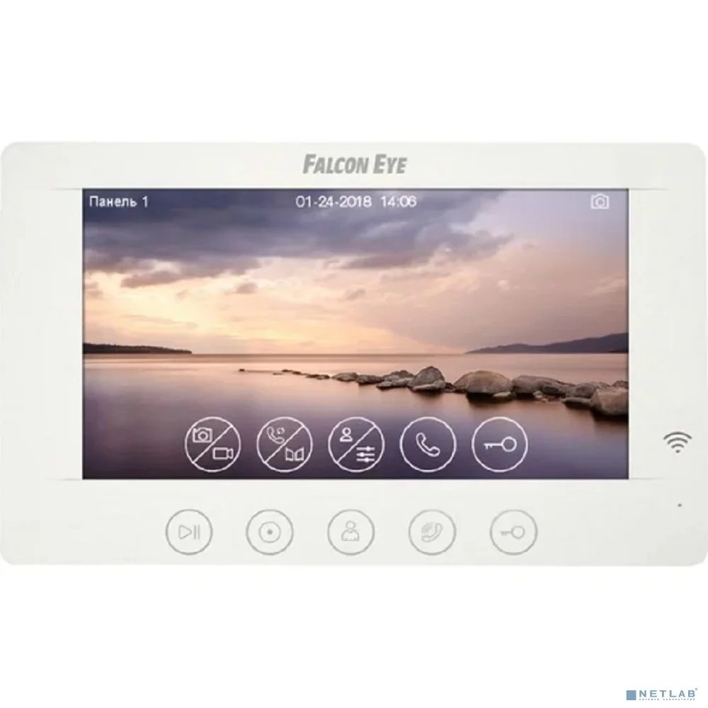 Falcon Eye Cosmo HD 00-00182798 Wi-Fi Видеодомофон: дисплей 7" TFT; механические кнопки; подключение до 2-х вызывных панелей; OSD меню; интерком до 4 мониторов; питание AC 220В (встроенный БП)