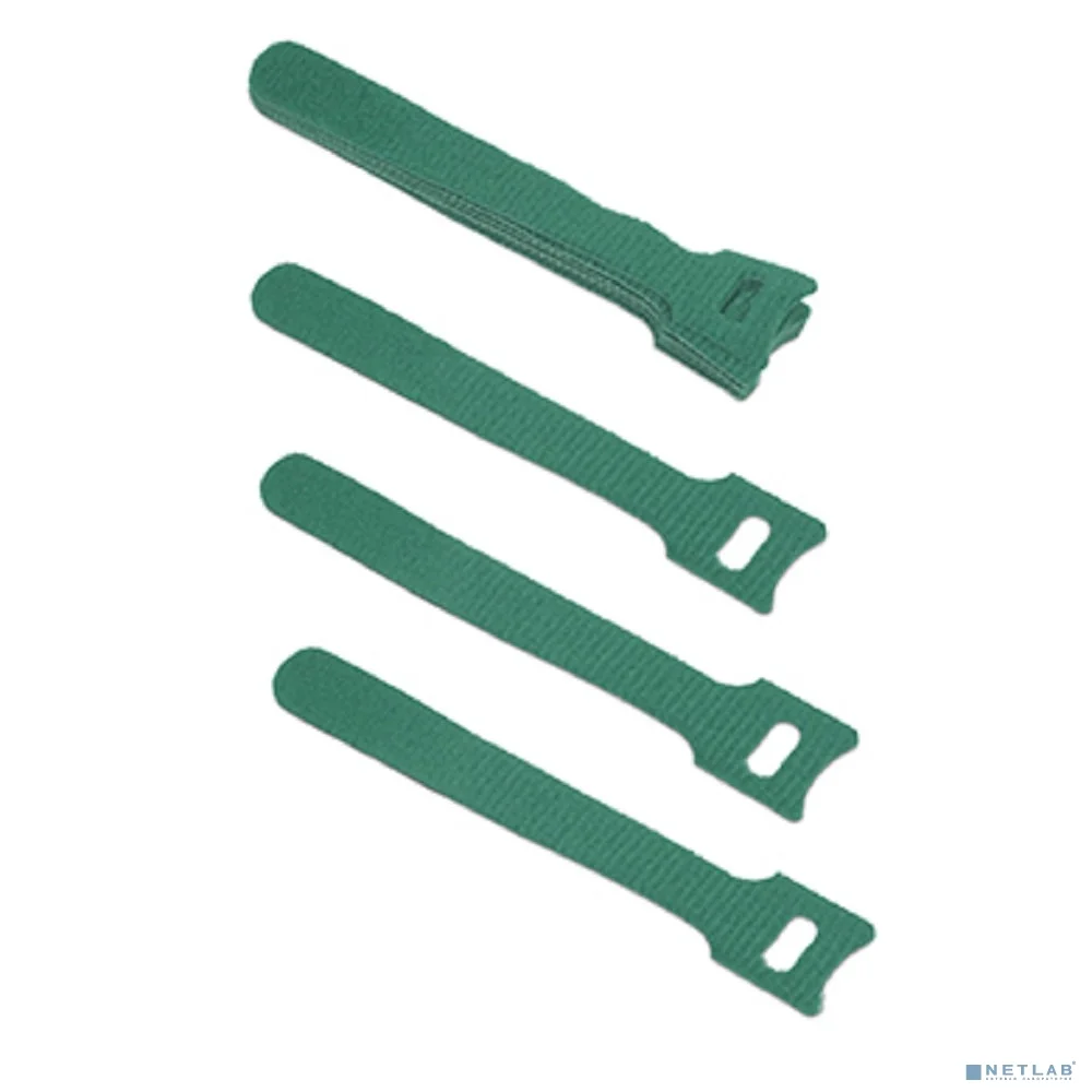 Cabeus CLAMP-125-GN Хомут для кабеля, липучка с мягкой застежкой, 125x14 мм, зеленый (10 шт.)