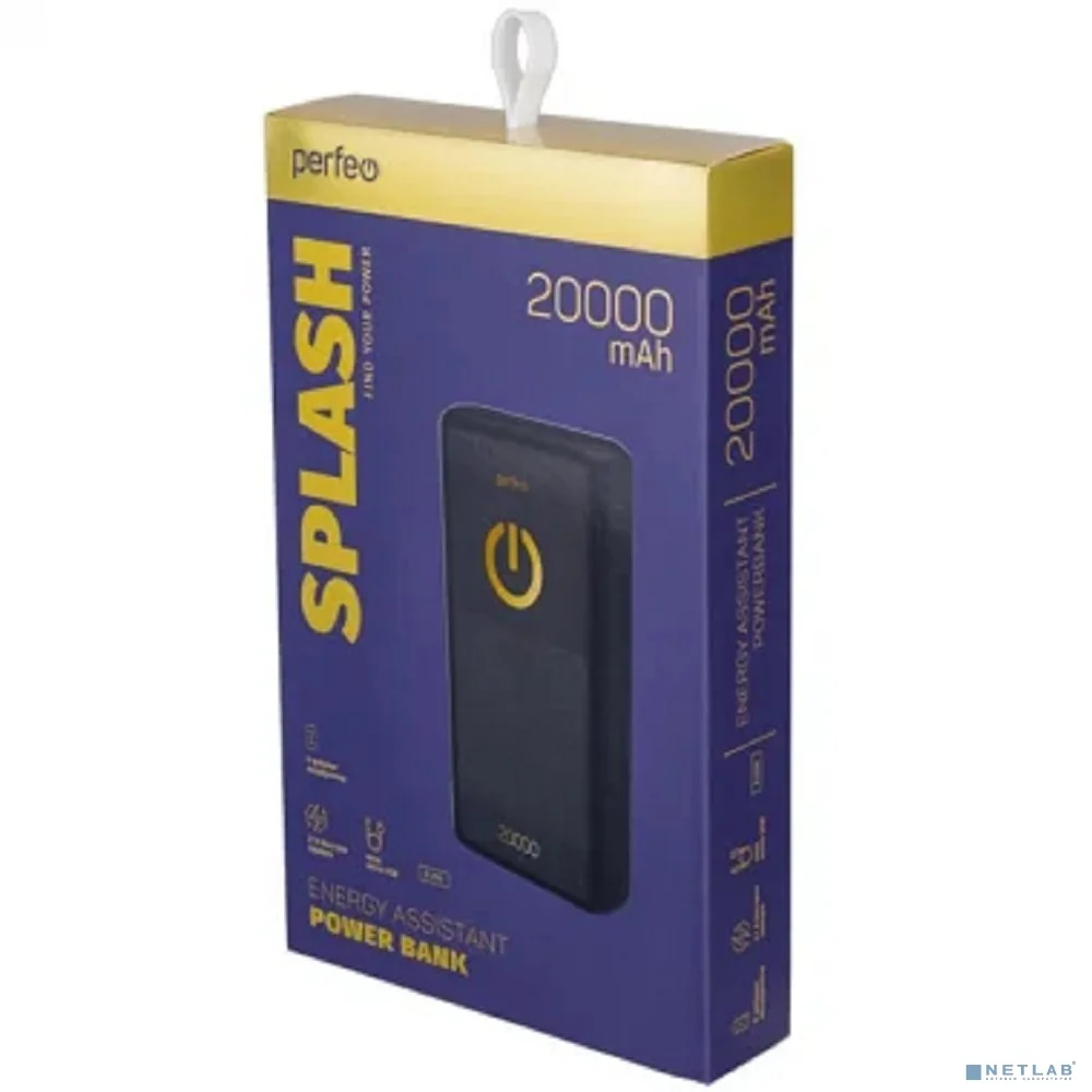 Perfeo Powerbank 20000 mah + Micro usb /In Micro usb /Out USB 1 А, 2.1A/ Black (PF_B4298)
