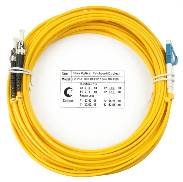 Патч-корд ВО Cabeus FOP(d)-9-LC-ST-10m Шнур оптический duplex LC-ST 9/125 sm 10м LSZH