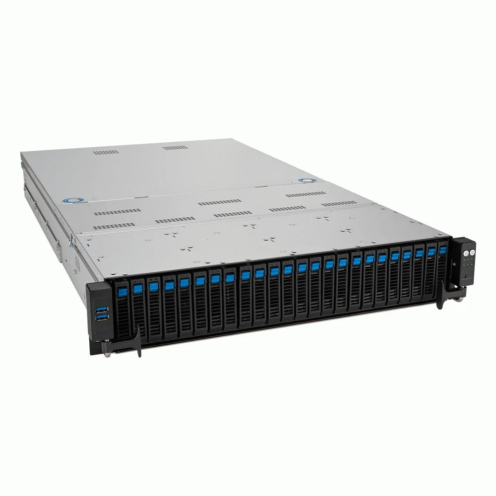 Сервер ASUS RS720A-E12-RS24U /OCP, 2xSP5(LGA 6096; up to 400W),24xDDR5 RDIMM(up to 6TB),24xNVMe/SATA(16 NVMe+8x NVMe/SATA/SAS),soft RAID,2xM.2 slot,8 PCIeGen5+1xRAID slot+OCP 3.0,2x10GBe,2x2600W,ASMB11-Ikv