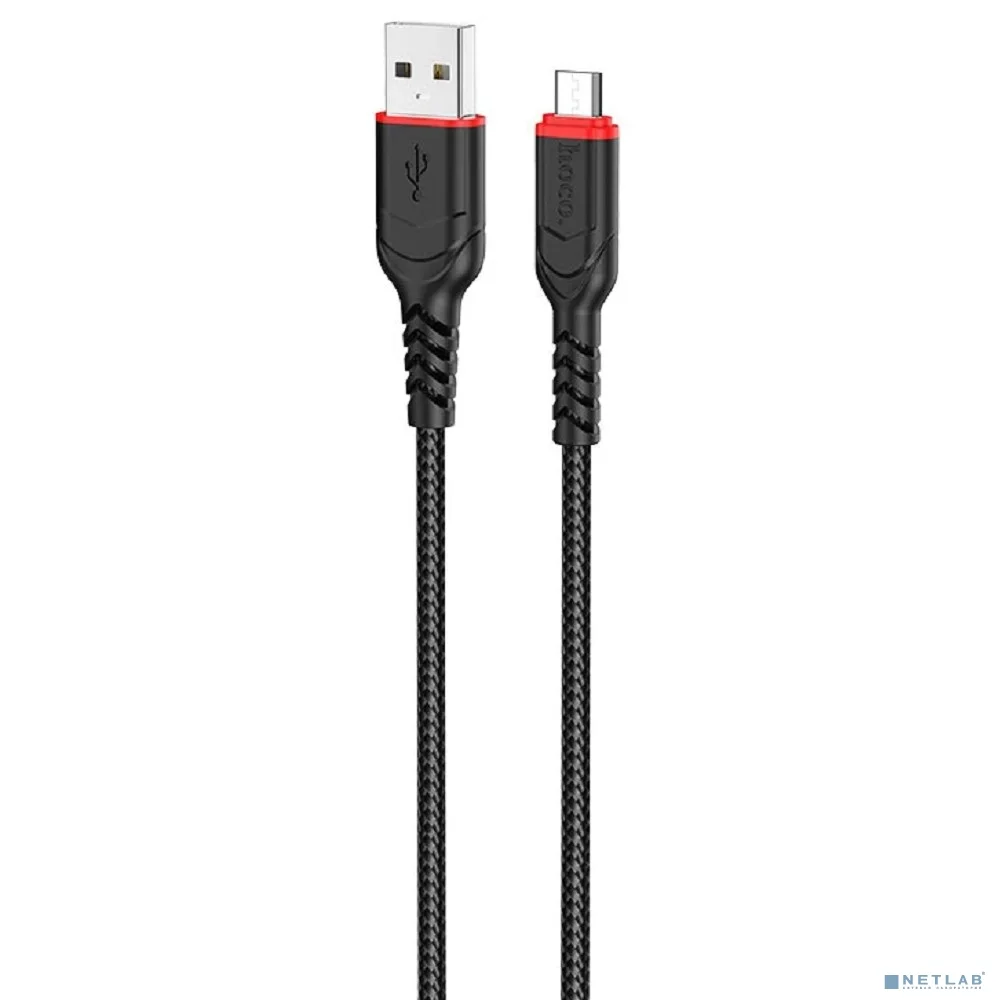 HOCO X59/ USB кабель Micro/ 2m/ 2.4A/ Нейлон/ Black