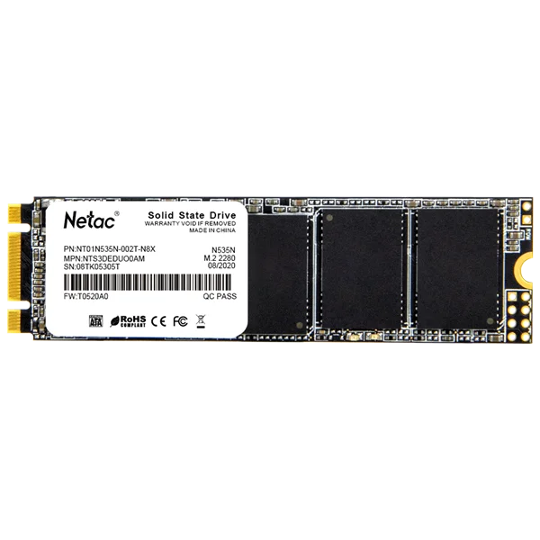SSD накопитель Netac SSD N535N 2TB M.2 2280 SATAIII 3D NAND, R/W up to 545/500MB/s, TBW 1120TB, 3y wty