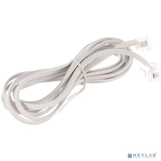 Cablexpert TC6P4C-2M Кабель.телефонный аппарат-розетка 2 м белый