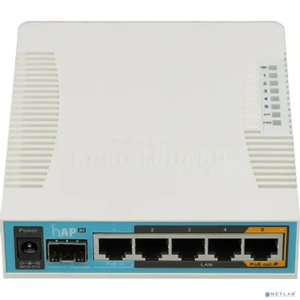 MikroTik RB962UiGS-5HacT2HnT Беспроводной маршрутизатор, hAP ac 2.4+5ГГц, 802.11a/b/g/n/ac, 5x Ethernet 1G, 1x SFP