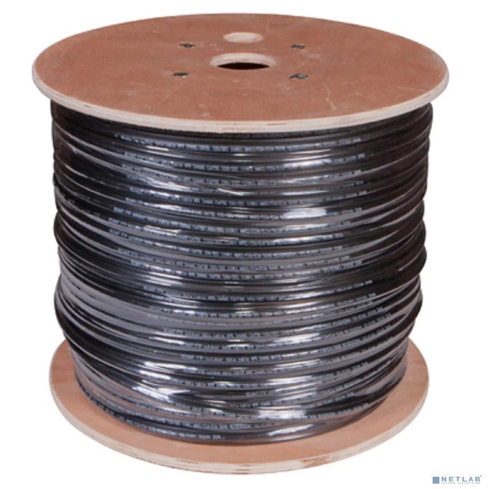 Rexant (01-0144) Кабель витая пара F/UTP, CAT 5e, PE, 4PR, 24AWG, OUTDOOR, SOLID, черный, с тросом, 305м