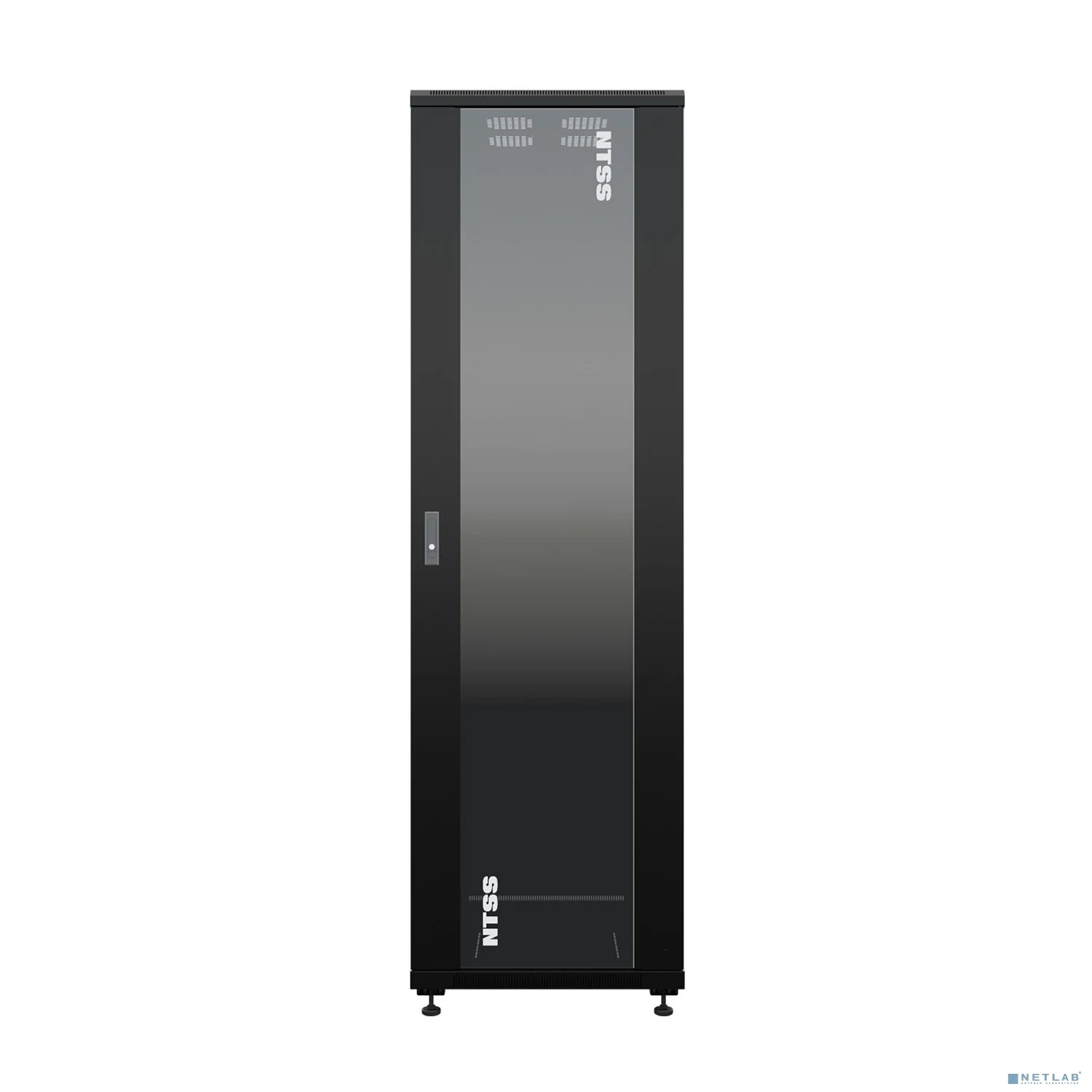 NTSS Шкаф напольный универсальный серверный NTSS R 47U 600х800мм, 4 профиля 19, двери стекло и сплошная металл, боковые стенки съемные, регулируемые опоры, разобранный, черный RAL 9005 NTSS-R47U6080GS