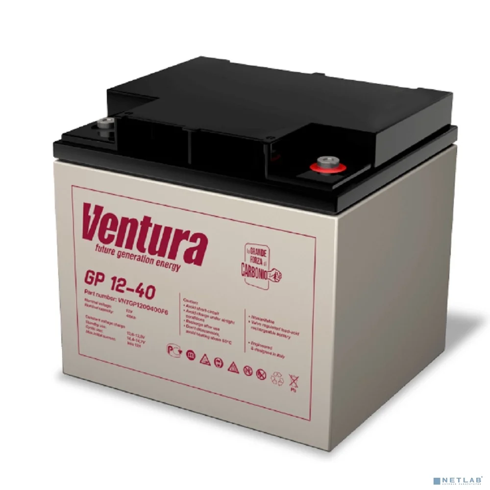 АКБ Ventura GP 12-40 12V/40Ah {F6, ДхШхВ 197х166х176мм, 12.2кг, срок службы 6-9 лет}