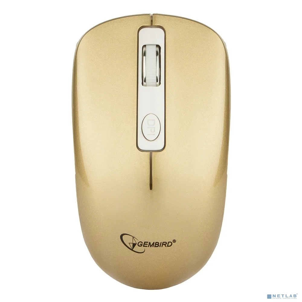 Gembird MUSW-400-G Gold USB { Мышь беспров., 3кн.+колесо-кнопка, 2.4ГГц, 1600 dpi, бесшумный клик}