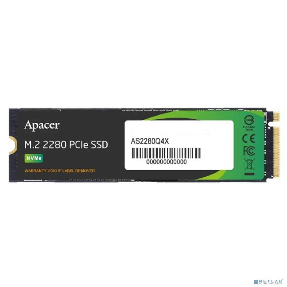 Твердотельный накопитель Apacer SSD AS2280Q4X 2TB M.2 2280 PCIe Gen4x4, R5000/W4400 Mb/s, 3D NAND, MTBF 1.5M, NVMe 1.4, 1200TBW, Retail, 3 years (AP2TBAS2280Q4X-1)