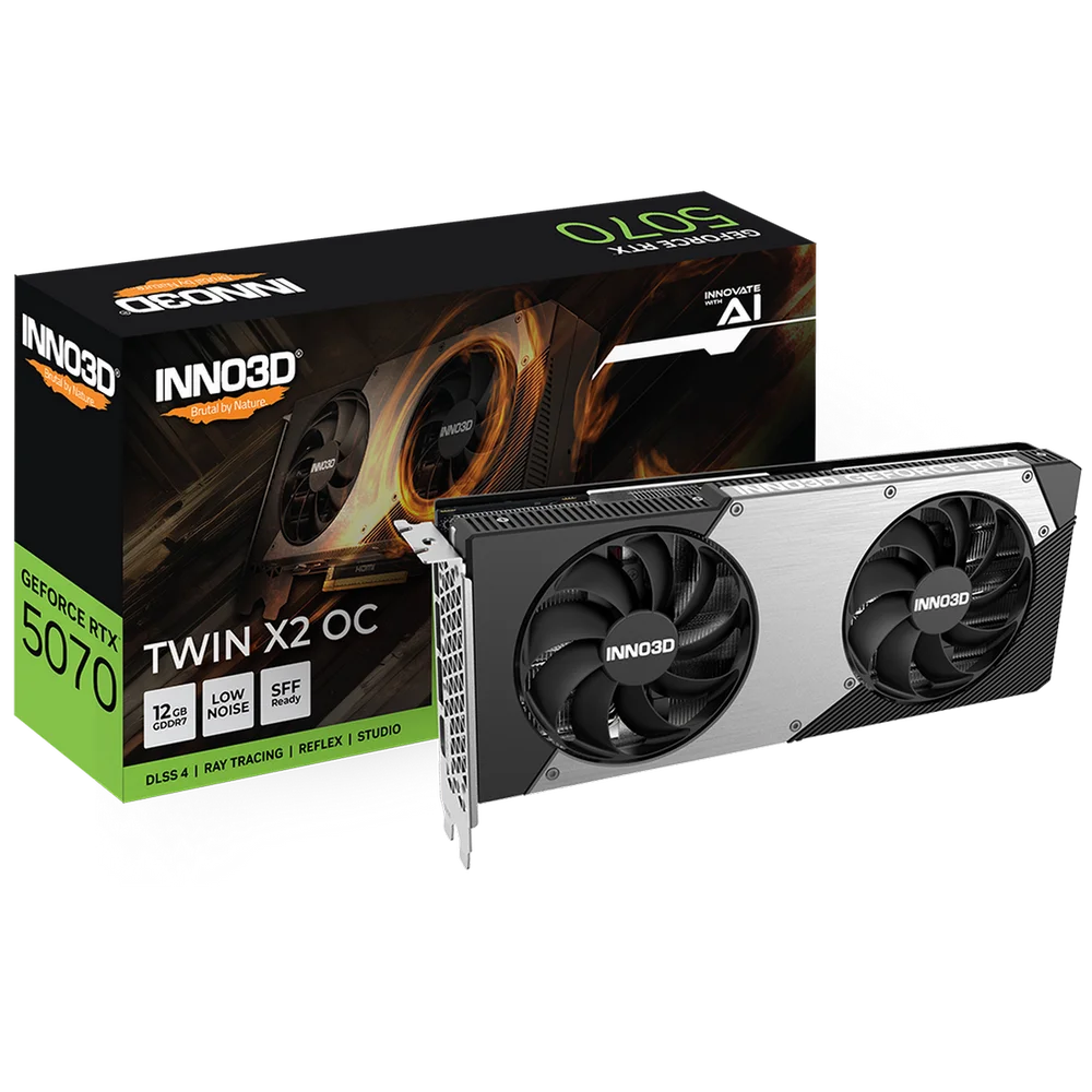 Видеокарта INNO3D RTX 5070 Twin X2 OC//RTX5070, HDMI, DP*3, 12G,D7