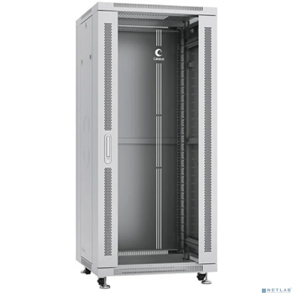 Cabeus SH-05C-27U60/60 Шкаф монтажный телекоммуникационный 19" напольный для распределительного и серверного оборудования 27U 600x600x1388mm (ШхГхВ) передняя стеклянная и задняя сплошная металлическая