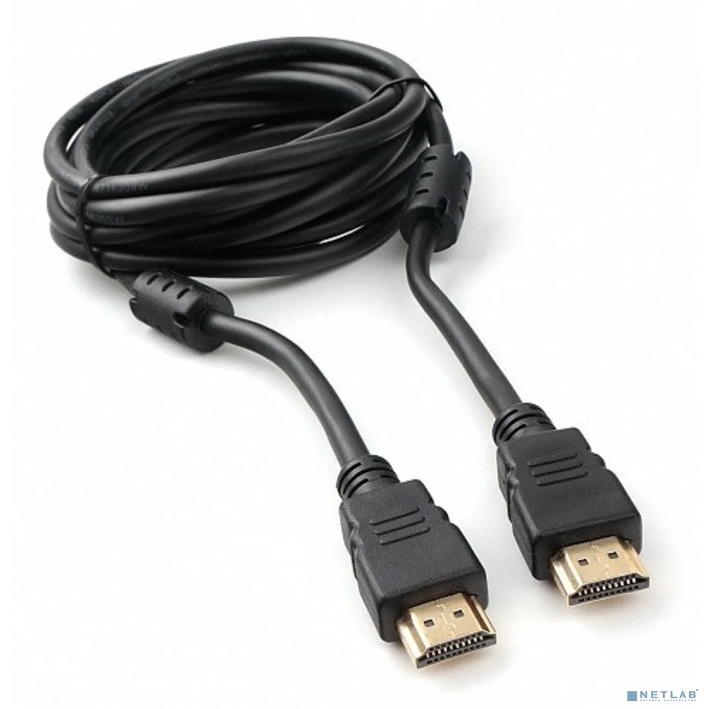 Кабель HDMI Cablexpert CCF2-HDMI4-10 3м, v2.0, 19M/19M, черный, позол.разъемы, экран, 2 ферр кольца, пакет (272252)