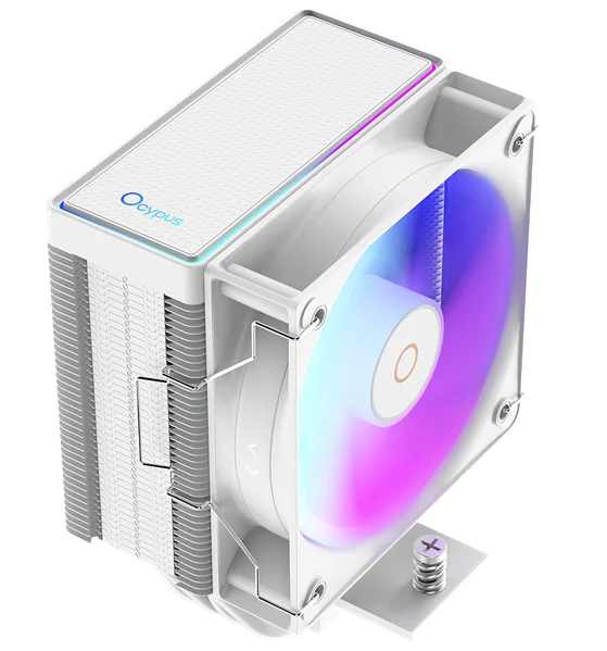 Кулер для процессора Ocypus Gamma A40 WH ARGB Digital, 100mm ARGB FAN, Top Display Panel, 4 HEAT PIPES, 4-PIN PWM, 600-2400 RPM, 29.5DBA, HYDRO BEARING, LGA115X/1200/1700/18XX, AM4/AM5