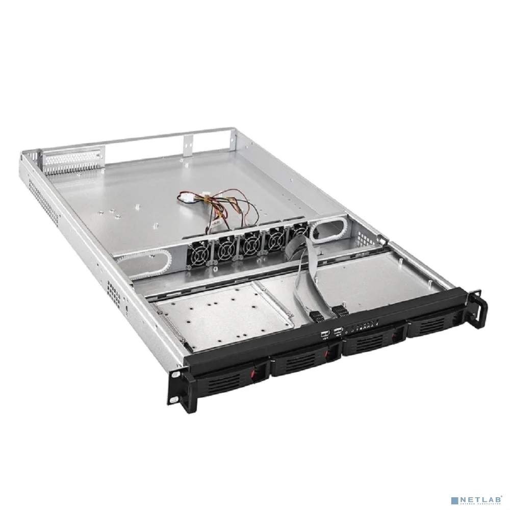 Exegate EX264267RUS Серверный корпус Exegate Pro 1U660-HS04 <RM 19", высота 1U, глубина 660, без БП, 4xHotSwap, USB>