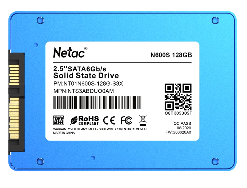 SSD накопитель Netac SSD N600S 128GB 2.5 SATAIII 3D NAND, 7mm, R/W up to 510/440MB/s, TBW 70TB, 5y wty 2