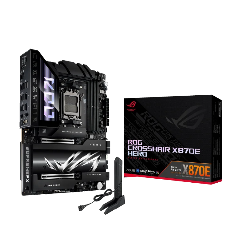 Материнская плата ASUS ROG CROSSHAIR X870E HERO AM5 ATX 4xDDR5 2xPCIEx16 5xM.2 4xUSB-C HDMI 2.5GLAN 5GLAN Wi-Fi 7