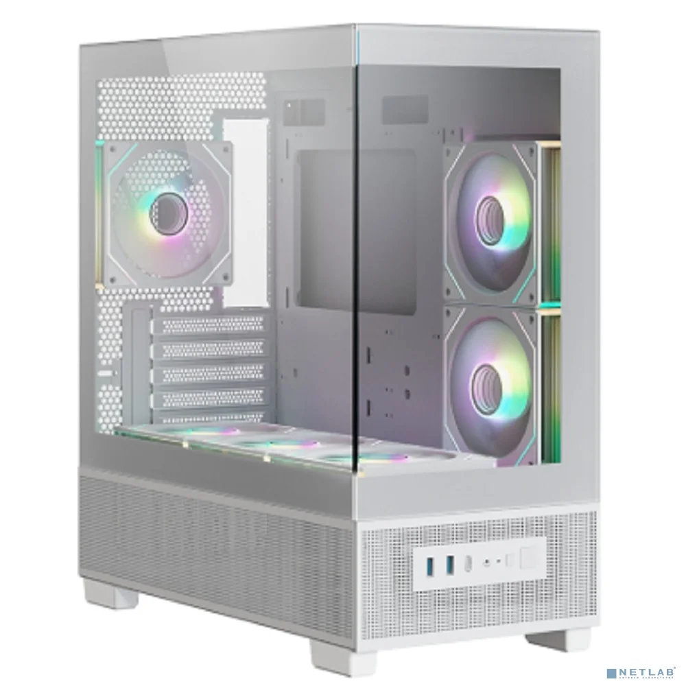 XASTRA Корпус Q500M 3ARGB-C10 White mATX/Aquarium/Screewless/ 3x120mm ARGB PWM FM fans/Argb+PWM HUB 10port/ Q500M-3FM12A-C10-WH 2