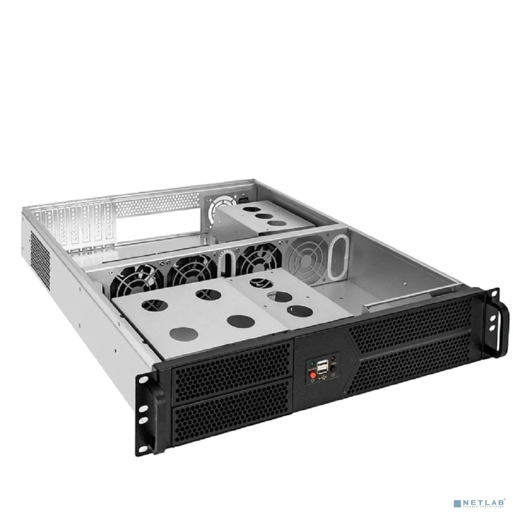 Exegate EX297732RUS Серверный корпус ExeGate Pro 2U550-04 <RM 19", высота 2U, глубина 550, без БП, 2*USB>