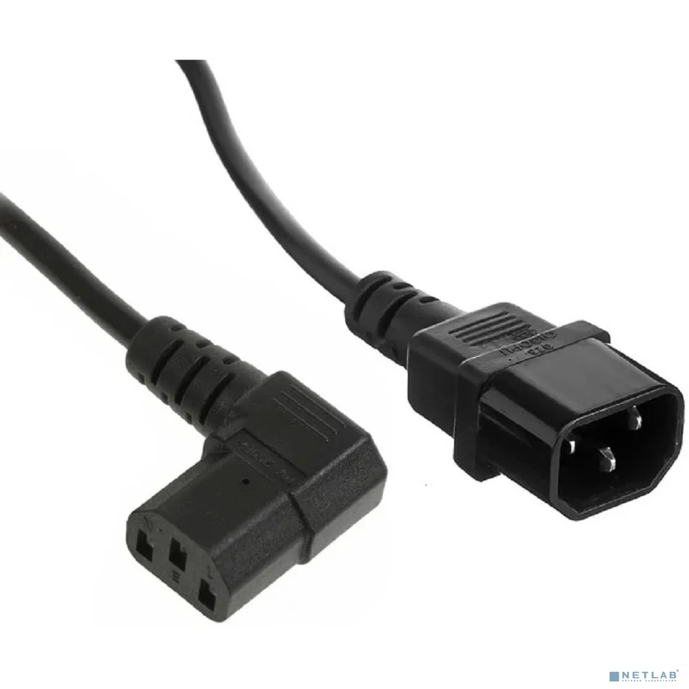 Exegate EX297750RUS Кабель питания Power EC-1P (C13 угловой->C14, VDE-250V-3*1.0mm2, медь, черный, 16A, 1м)