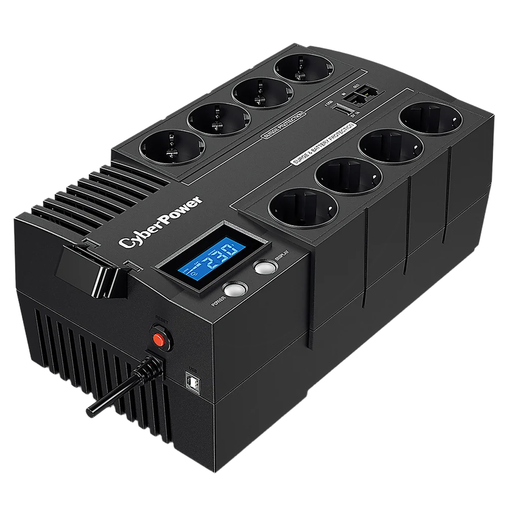 Источник бесперебойного питания (ИБП) CyberPower BR700E, Line-Interactive, 700VA/420W, 8 (4+4) Schuko розеток, USB. / CBR-BR700EA / UPS CyberPower BR700E, Line-Interactive, 700VA/420W, 8 (4+4) Schuko sockets, USB.