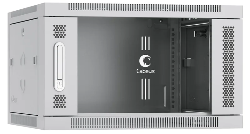 Cabeus SH-05F-6U60/60 Шкаф телекоммуникационный настенный 19" 6U 600x600x368mm (ШхГхВ) дверь стекло, цвет серый (RAL 7035)
