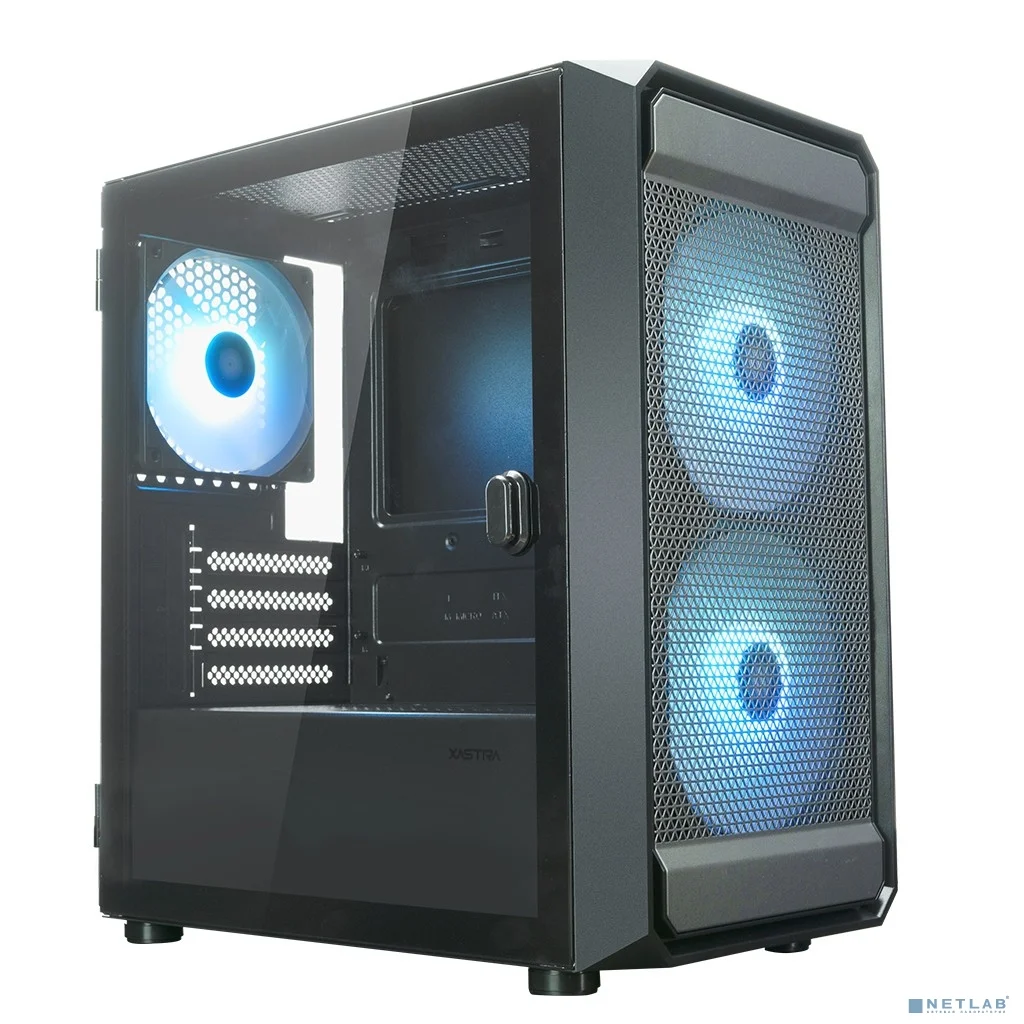 Корпус XASTRA A303M 3ARGB-C6 Black mATX/Mesh/ tempered glass / 2x140mm + 1x120mm ARGB PWM fans/Argb+PWM HUB 6port/ Door/ A303M-2FC14A-1FC12A-C6-D