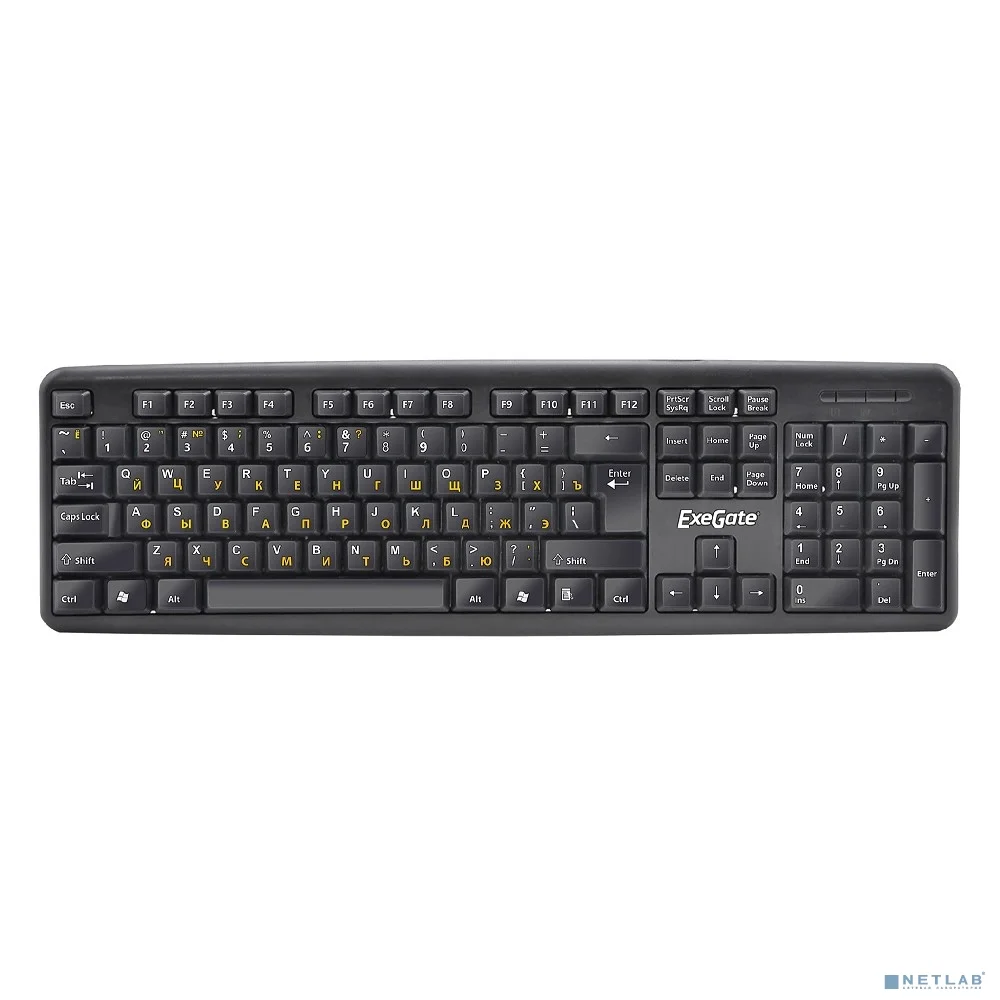 Exegate EX279937RUS Клавиатура Exegate LY-331, <USB, шнур 1,5м, черная, 104кл, Enter большой>, OEM