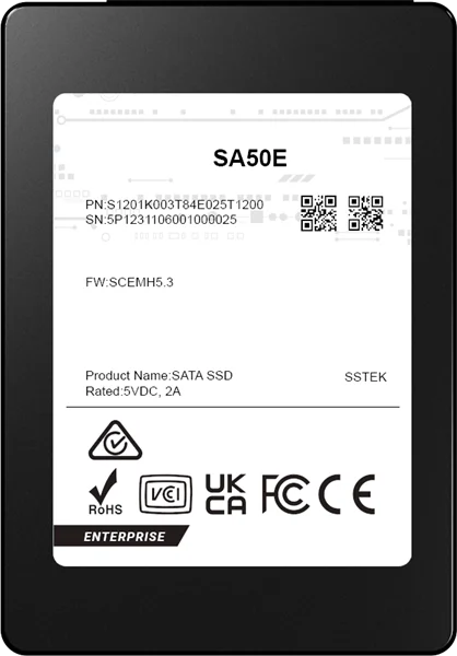 твердотельный накопитель PHISON SSD SA50E  480GB SATA 2.5" 3D TLC R530/W500MB/s (98/77 KIOPS) 3DWPD SSD Enterprise Solid State Drive, 1 year, OEM