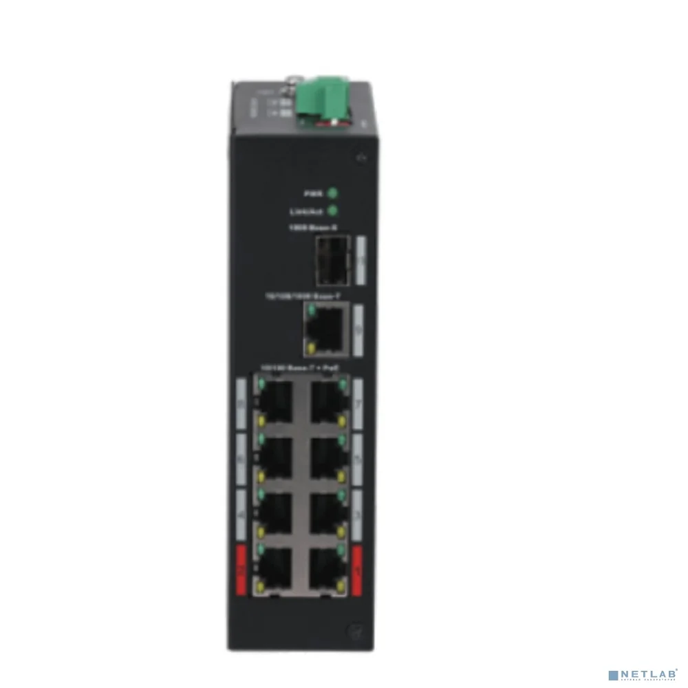 DAHUA DH-PFS3110-8ET-96 8-портовый неуправляемый коммутатор с PoE, уличное исполнение, 8xRJ45 100Mb PoE, 1xRJ45 1Gb + 1xSFP 1Gb uplink, суммарно 96Вт, коммутация 7.6 Гбит/с, MAC-таблица 8К