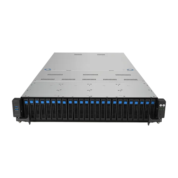 Сервер ASUS RS720-E11-RS24U 2U, 2xLGA4677, 32 DIMM DDR5, 24x 2.5"(12x NVMe+12x NVMe/SATA/SAS* hs), 2 x M.2 slot 2280, 2x10Gbe RJ45, 1 dual-slot GPU, 4 slots PCIe 5.0, 1x OCP 3.0, 2x2600W