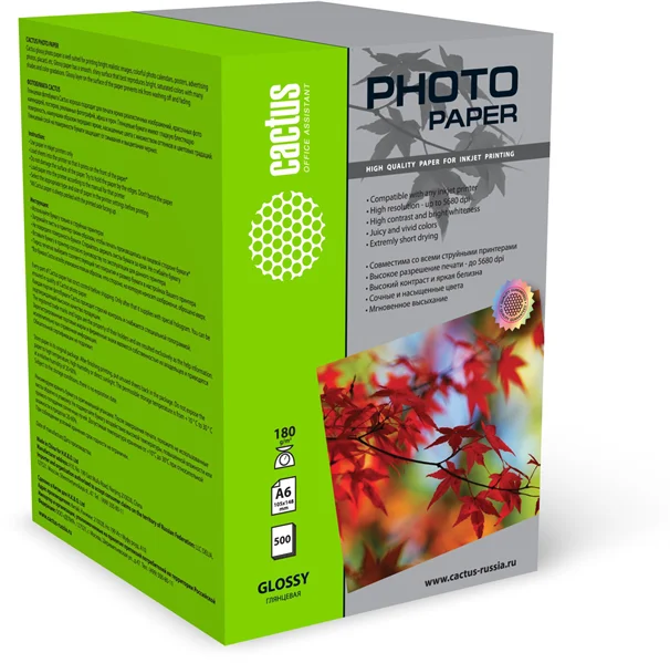 CACTUS CS-GA6180500 Фотобумага глянцевая 10x15 180 г/м2 500 листов