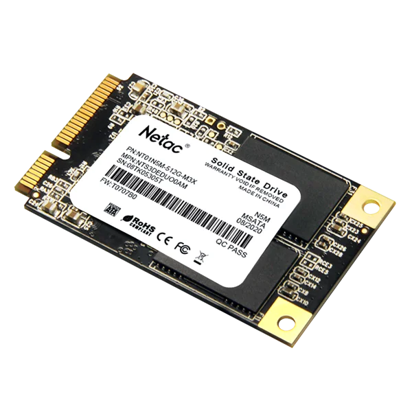 SSD накопитель Netac SSD N5M 512GB mSATA SATAIII 3D NAND, R/W up to 540/490MB/s, TBW 280TB, 3y wty 2