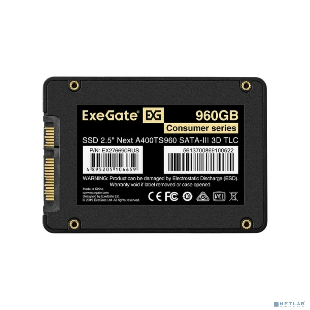 Exegate SSD 960GB ExeGate Next A400TS960 EX276690RUS(SATA-III, 3D TLC)